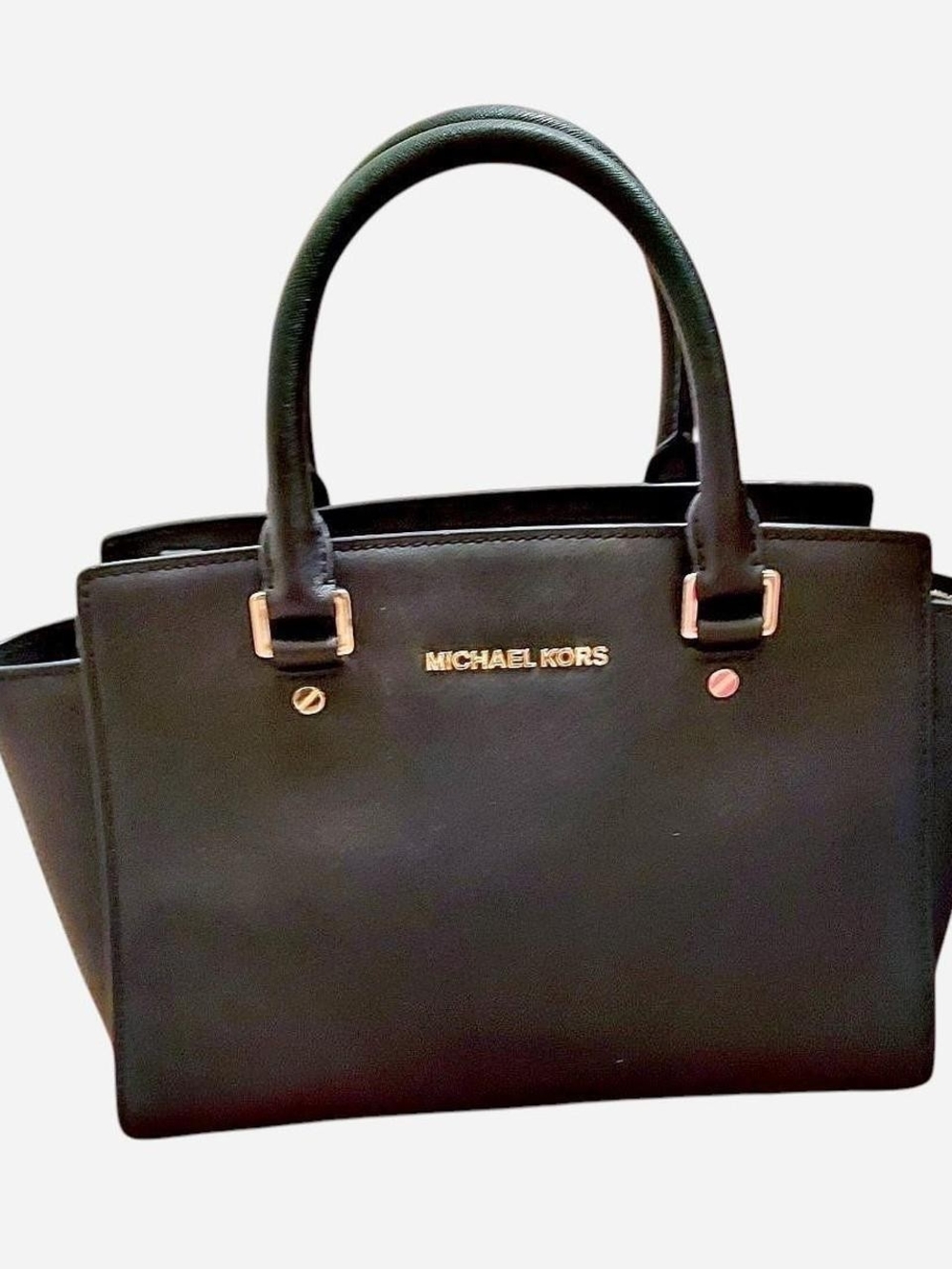 Michael Kors Selma Medium Satchel in Black Saffiano Leather